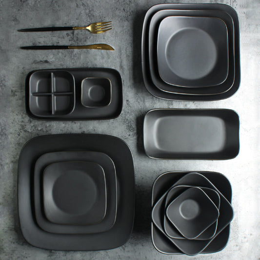 Ceramic Matte Square Steak Plate CJJJCFCJ01823-Black-10style