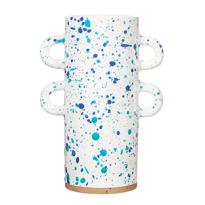 Turquoise and Blue Splatterware Large Vase B-CZQ184