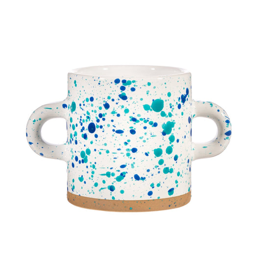 Turquoise and Blue Splatterware Planter B-CZQ186