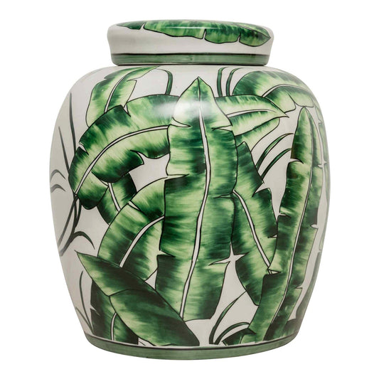 Corn Plant Leaf 13" Ginger Jar CHA833