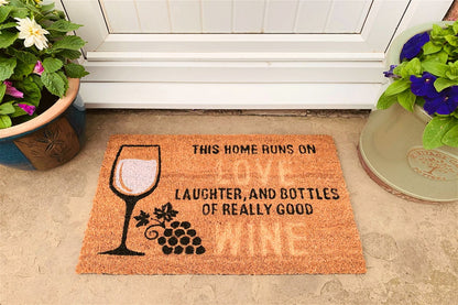 Coir Doormat with Wine Glass & Love S-DM0067-A