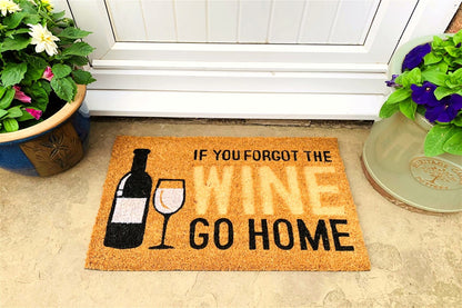 Coir Doormat with Wine Bottle & Glass S-DM0067-B