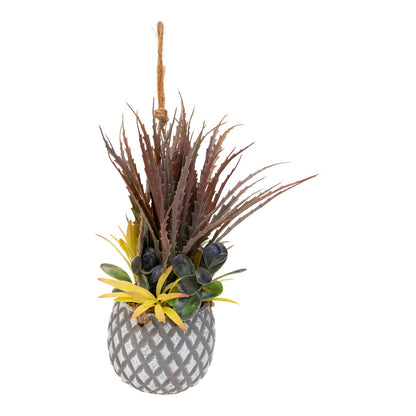 Hanging Succulents in Lattice Design Small Grey Pot S-FL1198