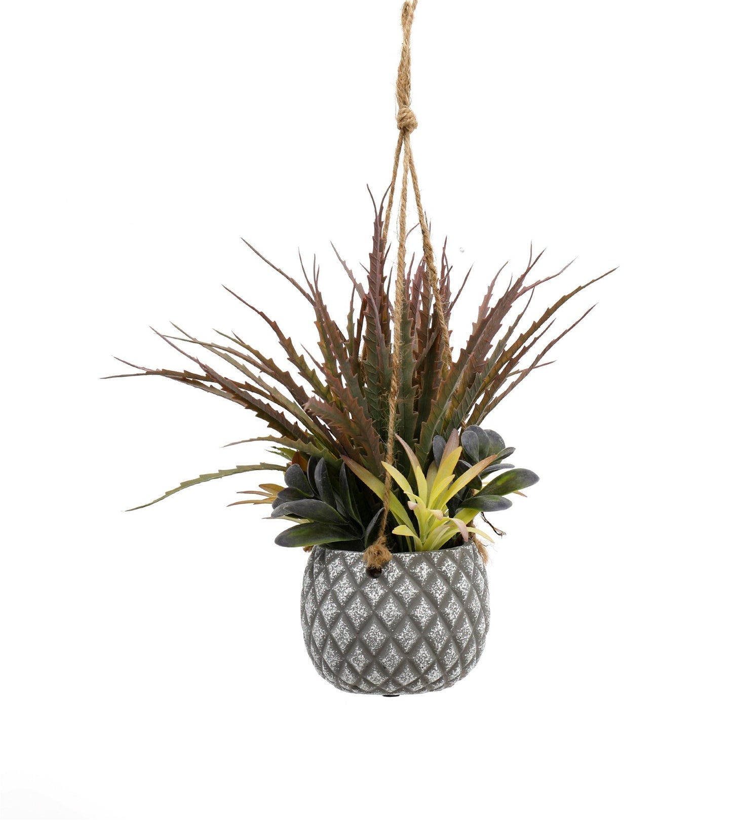 Hanging Succulents in Lattice Design Small Grey Pot S-FL1198