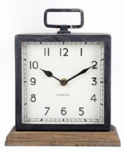 Metal Clock with Wooden Base S-CL1939