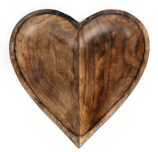 Wooden Heart Bowl, 30cm S-KG0037