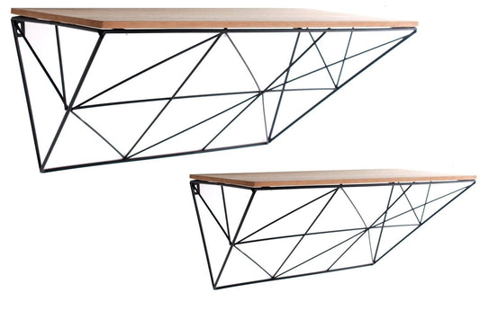 Set of 2 Black Geometric Shelves S-WF2022