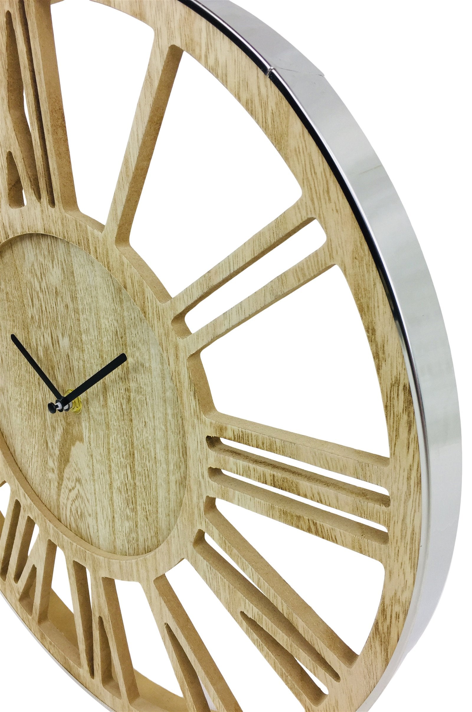 Wooden Silver Clock 40cm S-WF2226