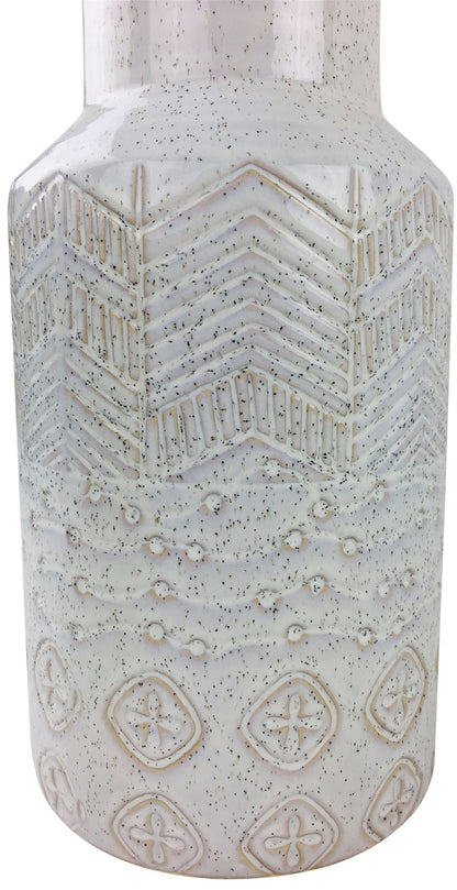 White Herringbone Textured Stoneware Vase 30cm S-WF2343-B