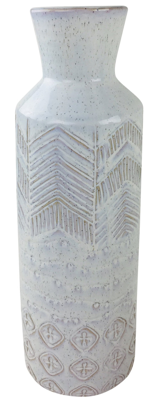 White Herringbone Textured Stoneware Vase 44cm S-WF2344-B