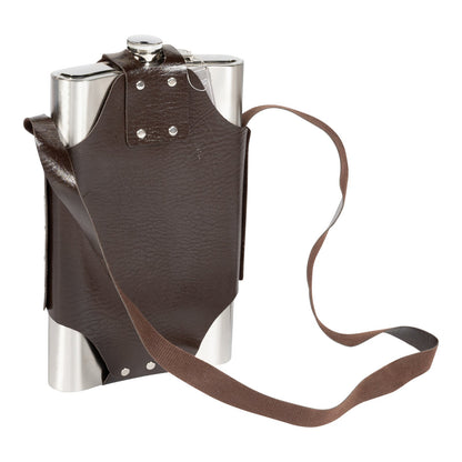 Jumbo Metal Hip Flask with Leather Strap S-GI6197