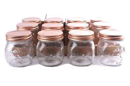 Kitchen Glass Embossed Storage Jar With Copper Screw Lid - Large S-KG0077