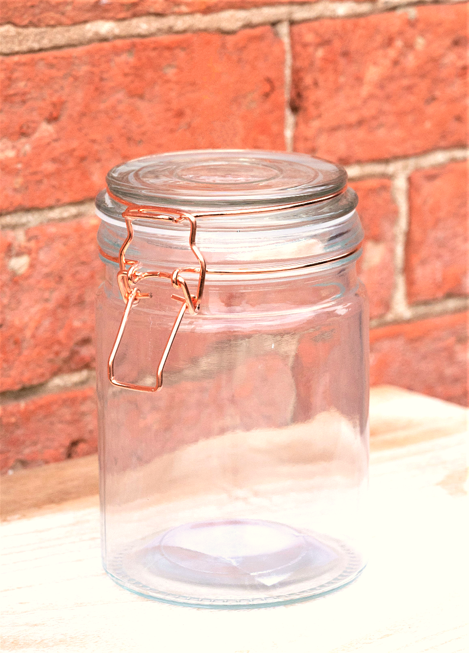 Storage Jar, Glass with Copper Wire Fastening S-KG0078