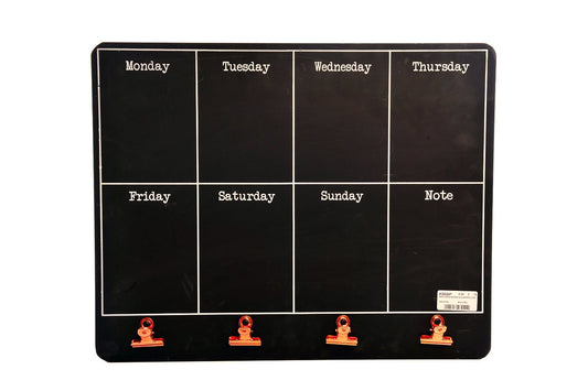 Black Weekly Memo Board With Copper Clips S-KG0247