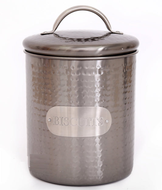 Grey Stainless Steel Biscuit Tin S-KG0690