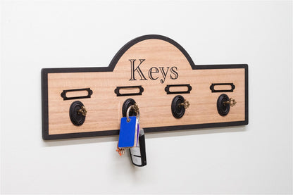 Wooden Board With 4 Key Design Hooks S-KG0997