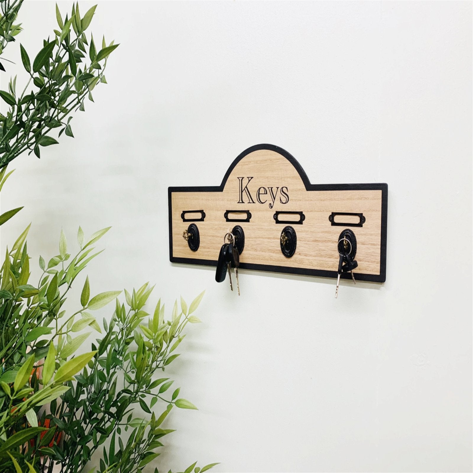 Wooden Board With 4 Key Design Hooks S-KG0997