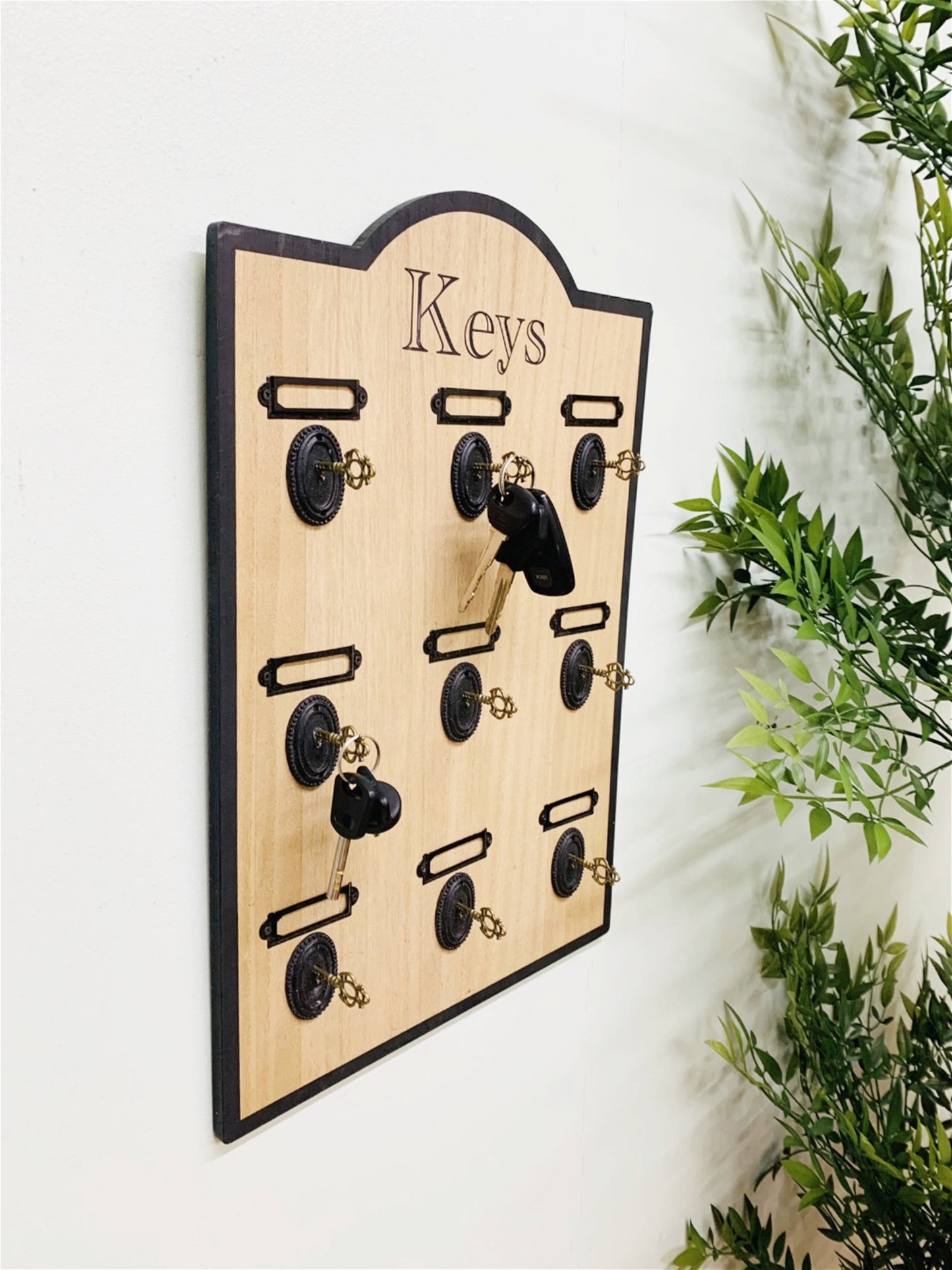 Wooden Board With 9 Key Design Hooks S-KG0998