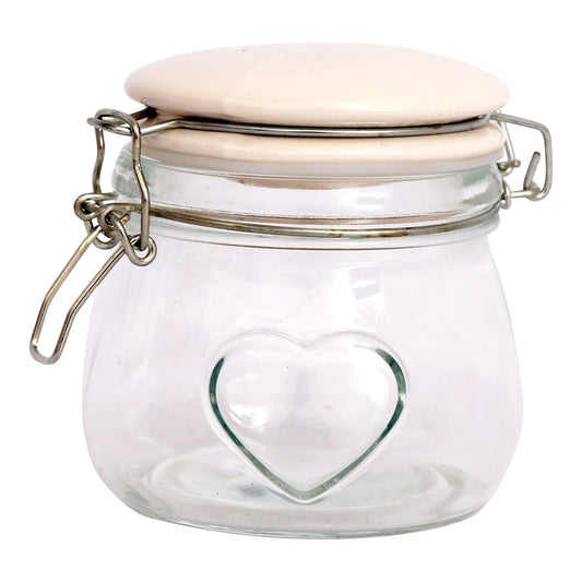 Glass Storage Jar With Heart - Small S-KI6427A