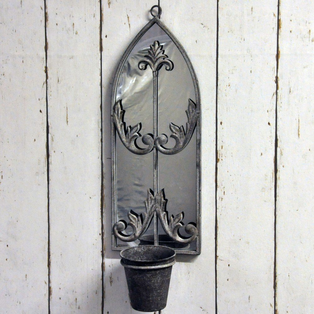 Metal Rusty Wall Mirror With Planter M129