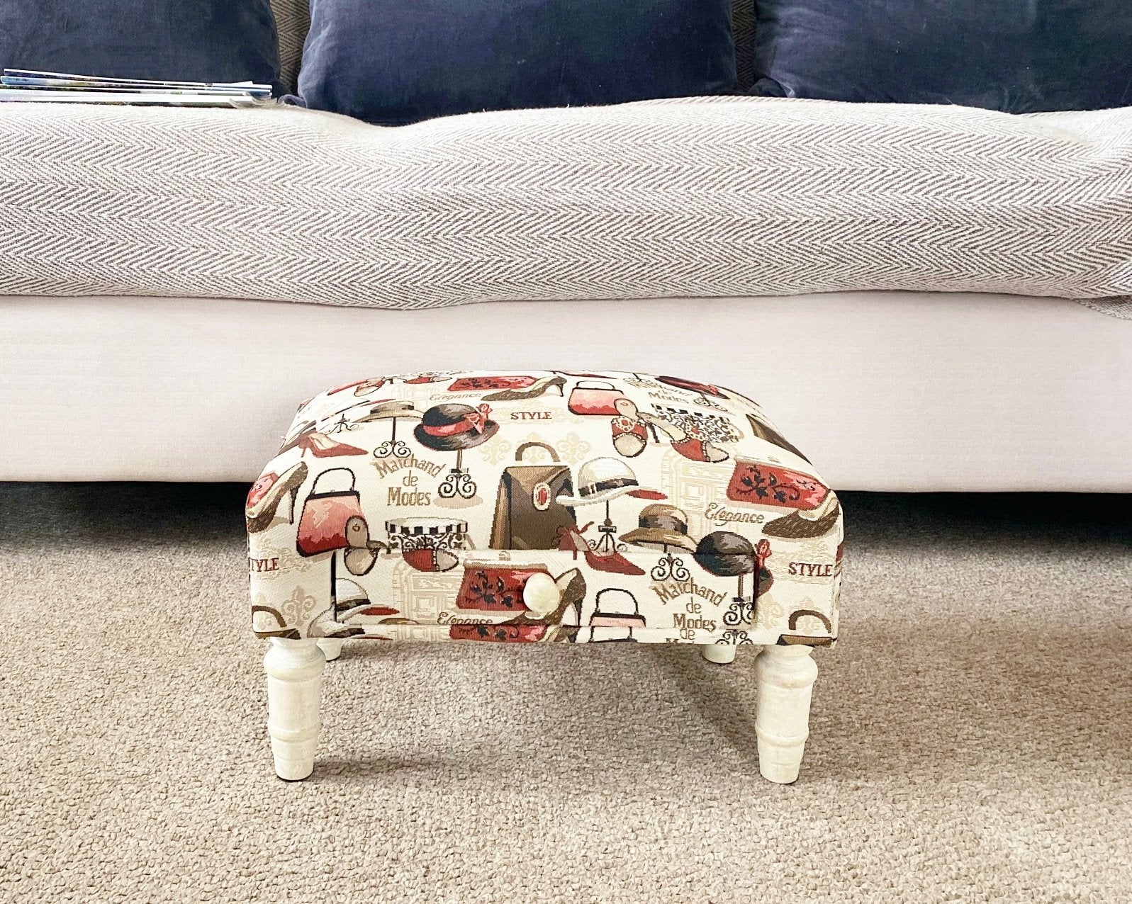 Ladies Fabric Footstool with Drawer M2152