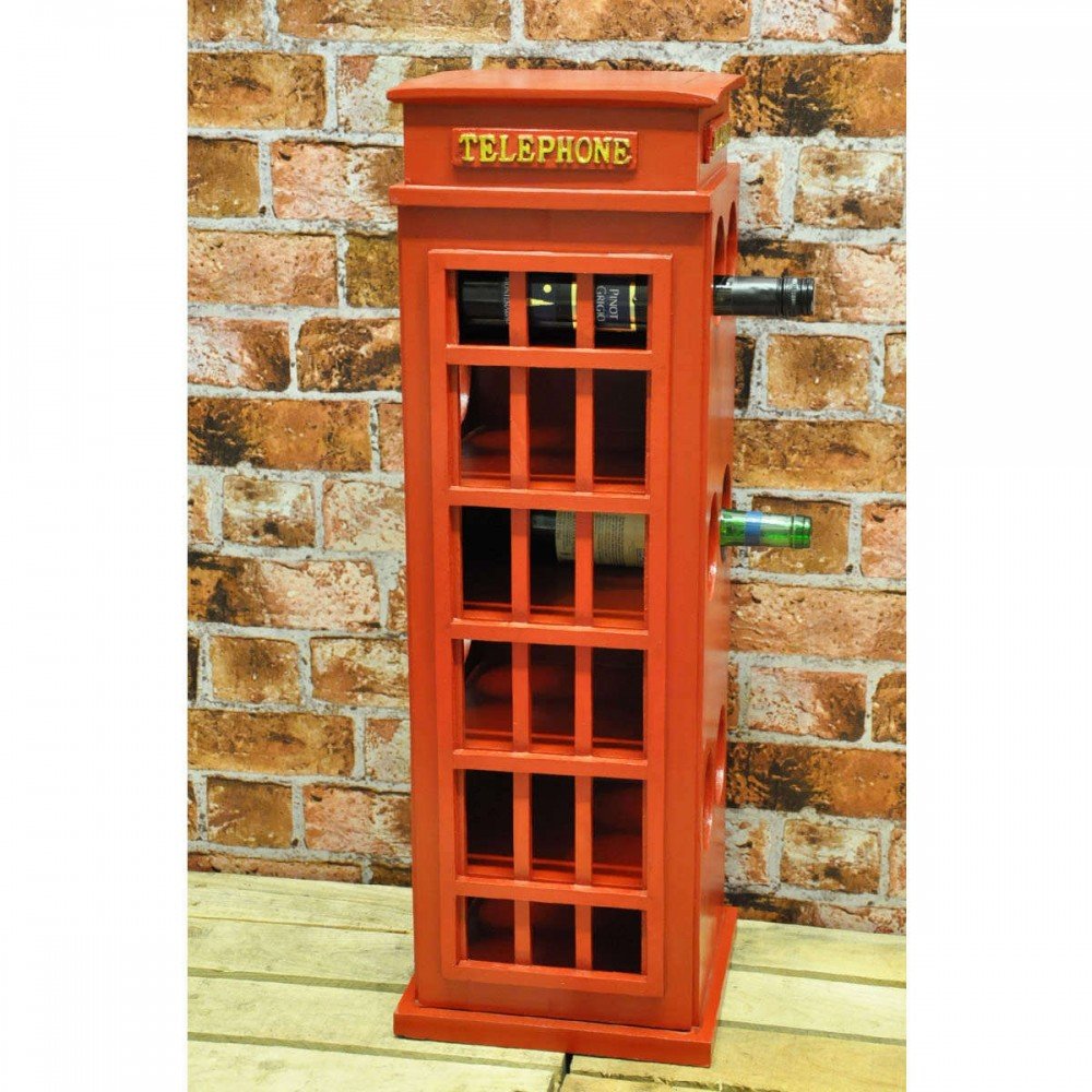 Wooden Telephone Box Wine Rack 77cm M62