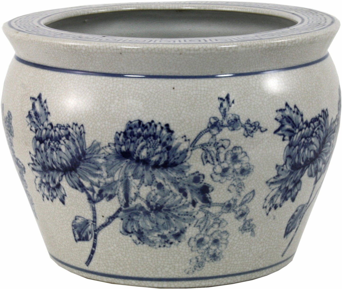 Ceramic Planter, Vintage Blue & White Magnolia Design MB006