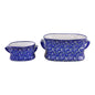 Set of 2 Ceramic Footbath Planters, Vintage Blue & Green Crocus Design MB026