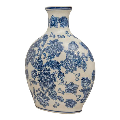 Anemone Blue & White Bottle Vase MB032