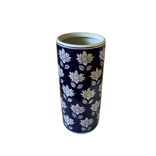 Blue With White Flower Umbrella Stand MB038