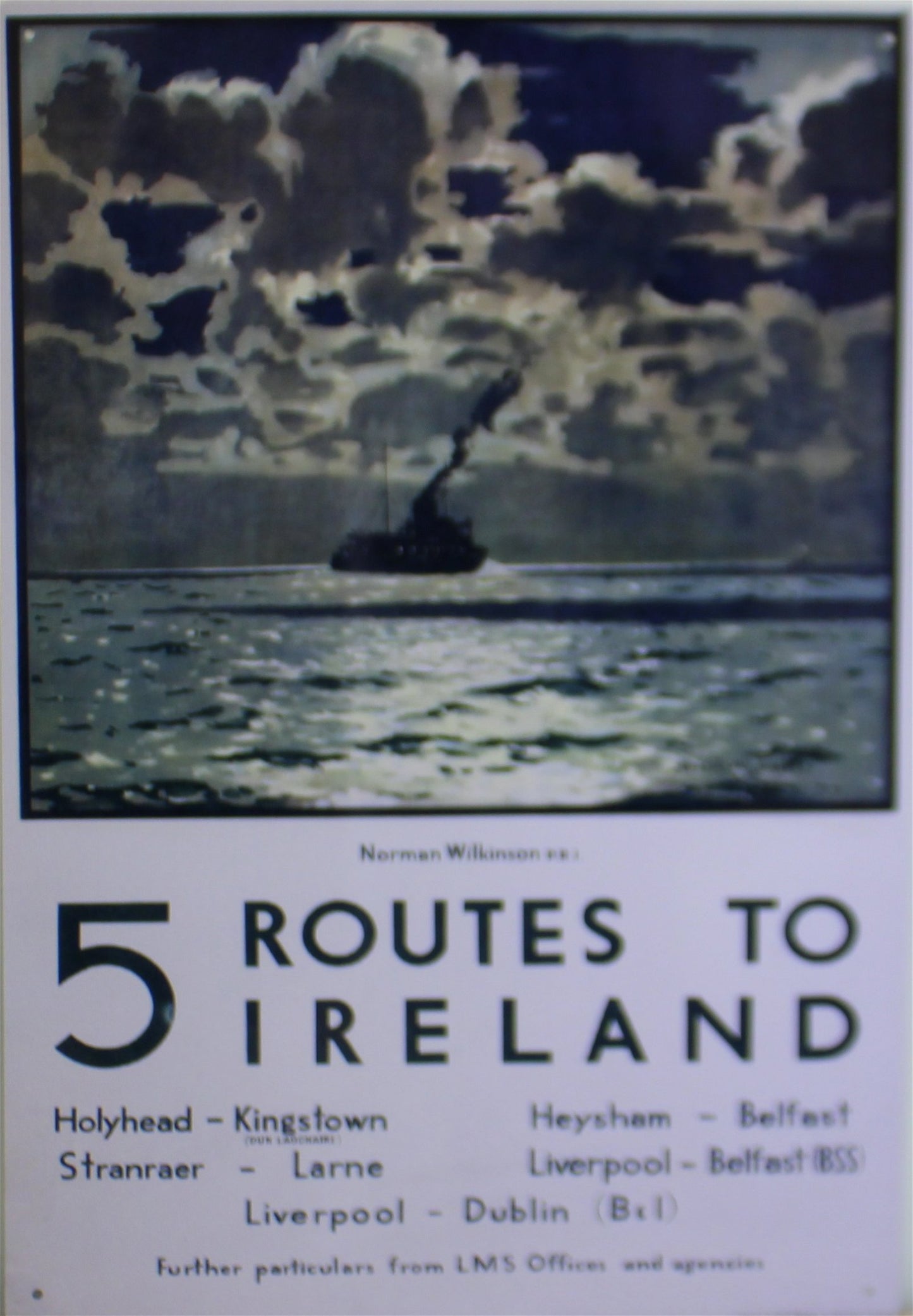 Vintage Metal Sign - Retro Art - 5 Routes To Ireland Ferry Poster MS09