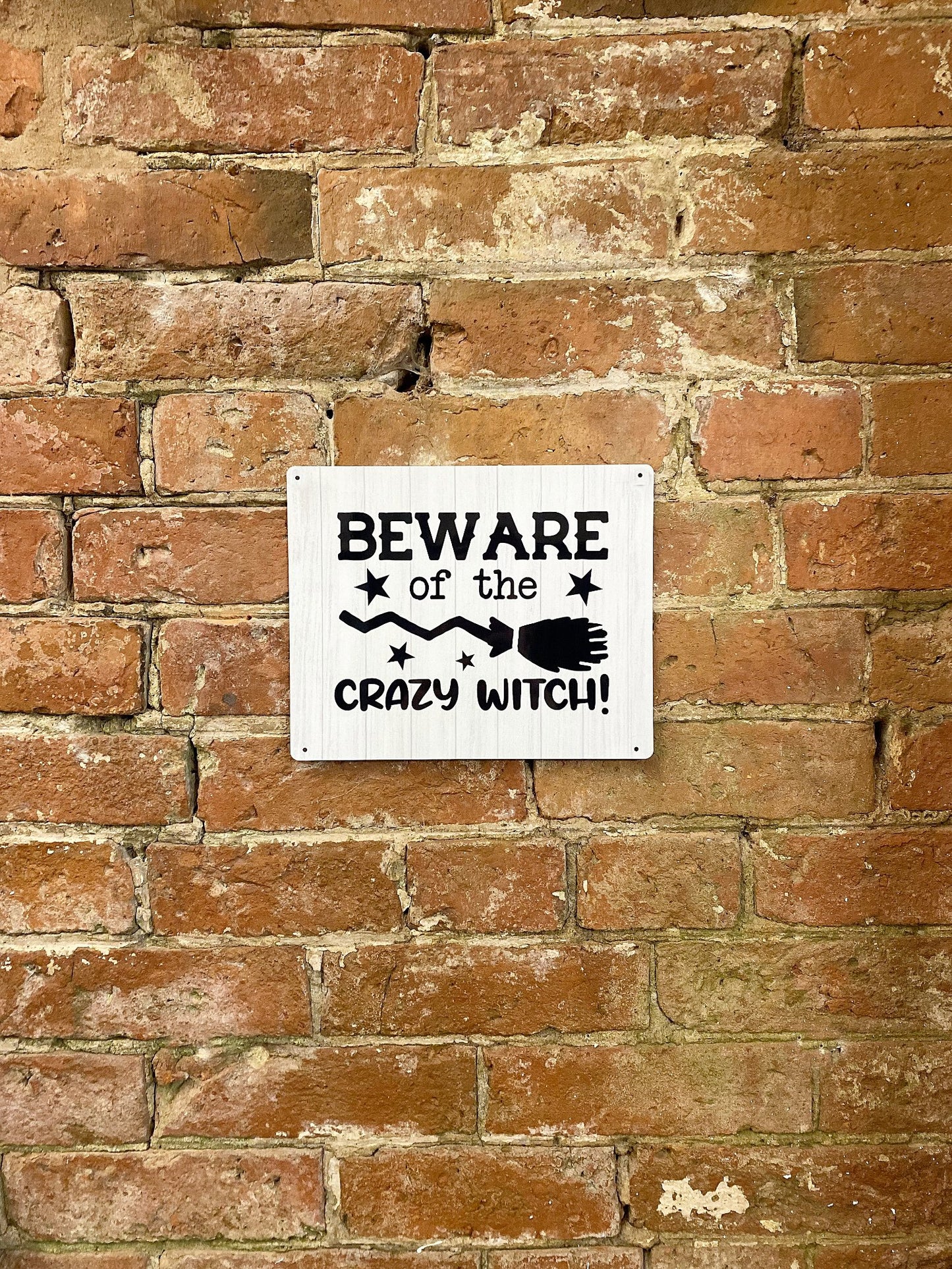 Metal Sign Plaque - Beware of The Crazy Witch MS101