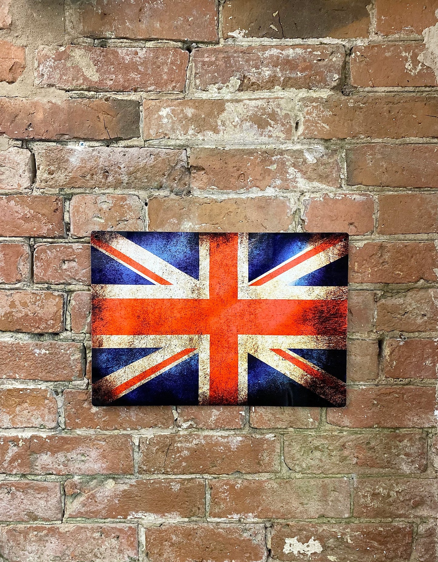 Vintage Metal Travel Wall Sign - British Union Jack Flag MS104