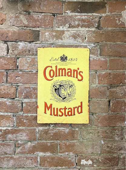 Metal Advertising Wall Sign - Colemans Mustard Yellow MS108