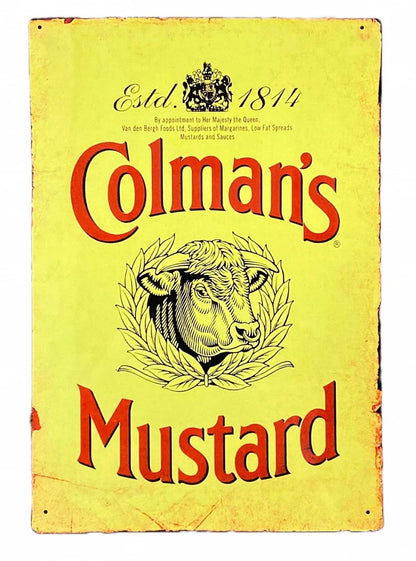 Metal Advertising Wall Sign - Colemans Mustard Yellow MS108