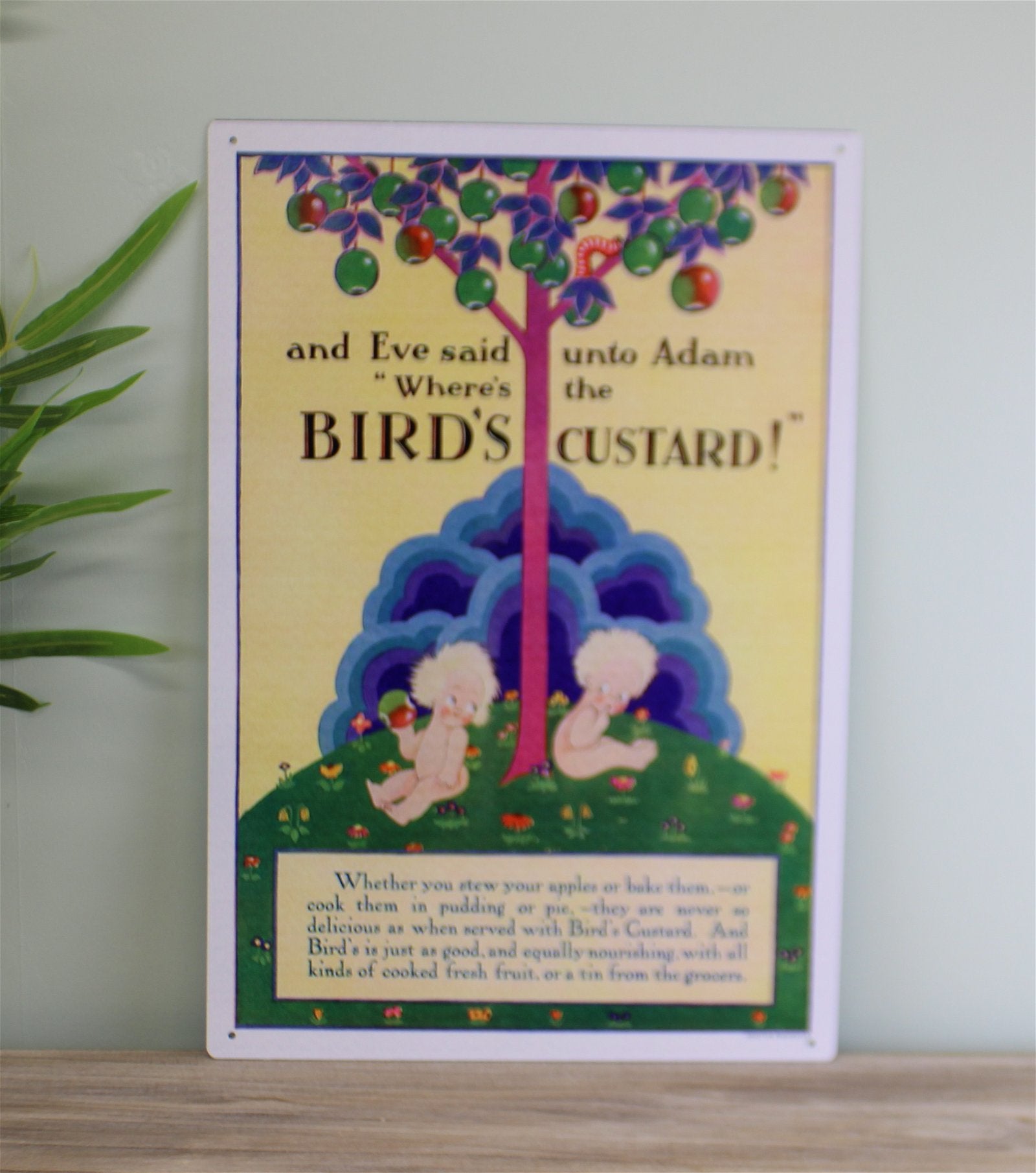 Vintage Metal Sign - Retro Advertising - Birds Custard, Adam & Eve MS14