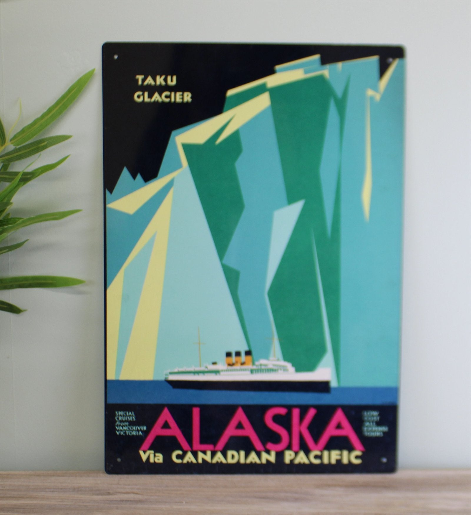 Vintage Metal Sign - Retro Advertising - Alaska Via Canadian Pacific Travel MS16