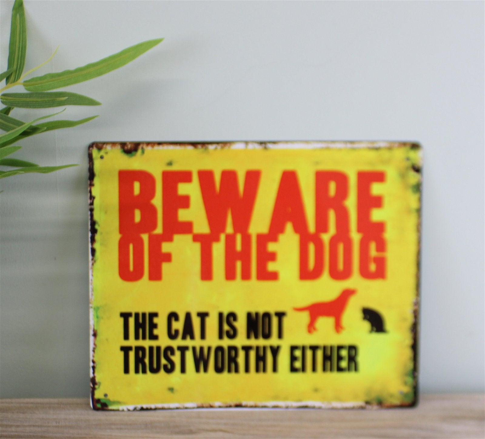 Vintage Metal Sign - Beware Of The Dog MS34