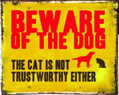 Vintage Metal Sign - Beware Of The Dog MS34