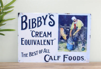 Vintage Metal Sign - Retro Advertising - Bibby's Calf Foods MS35