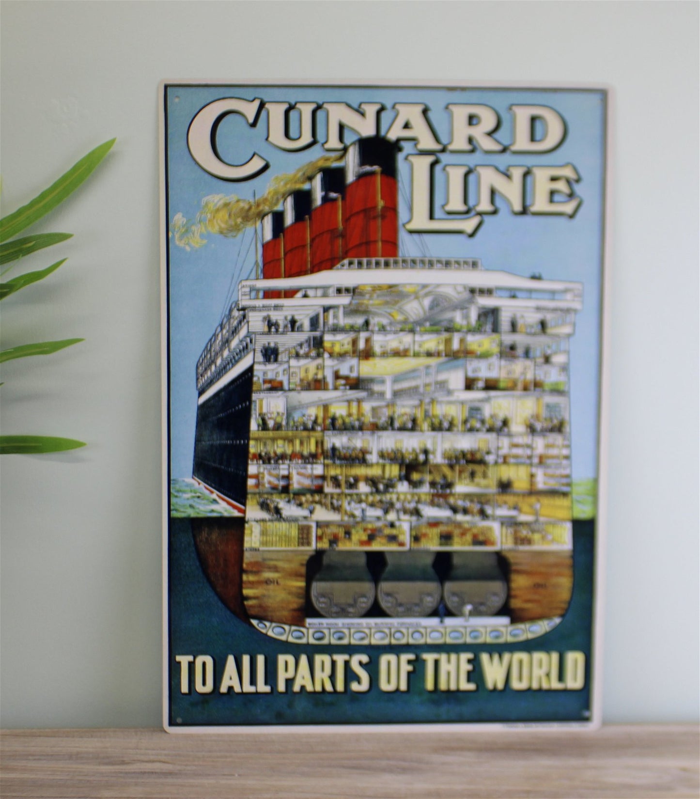 Vintage Metal Sign - Retro Advertising - Cunard Line MS48