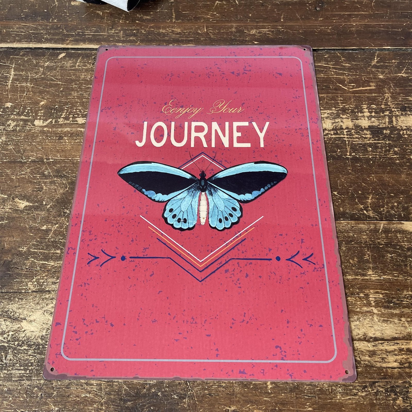 Vintage Metal Sign - Enjoy Your Journey Butterfly Design MS55