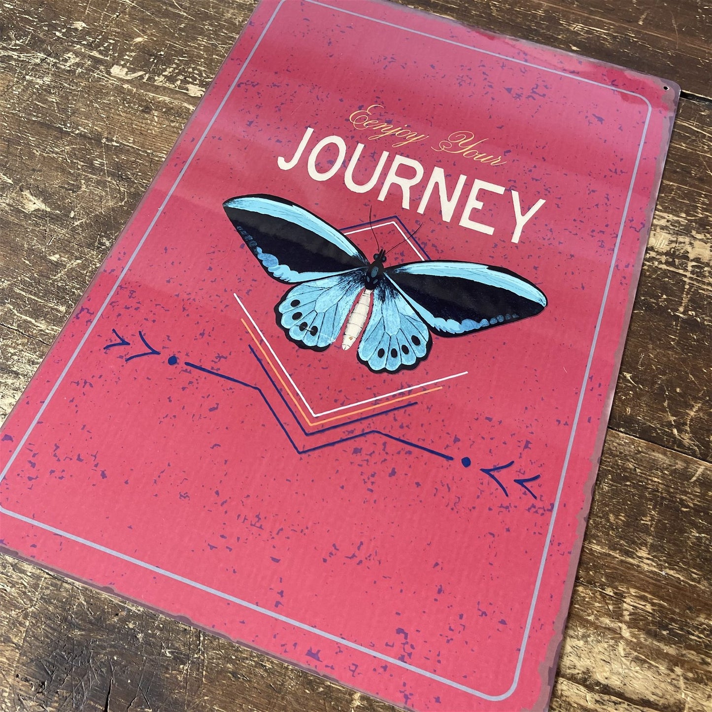 Vintage Metal Sign - Enjoy Your Journey Butterfly Design MS55