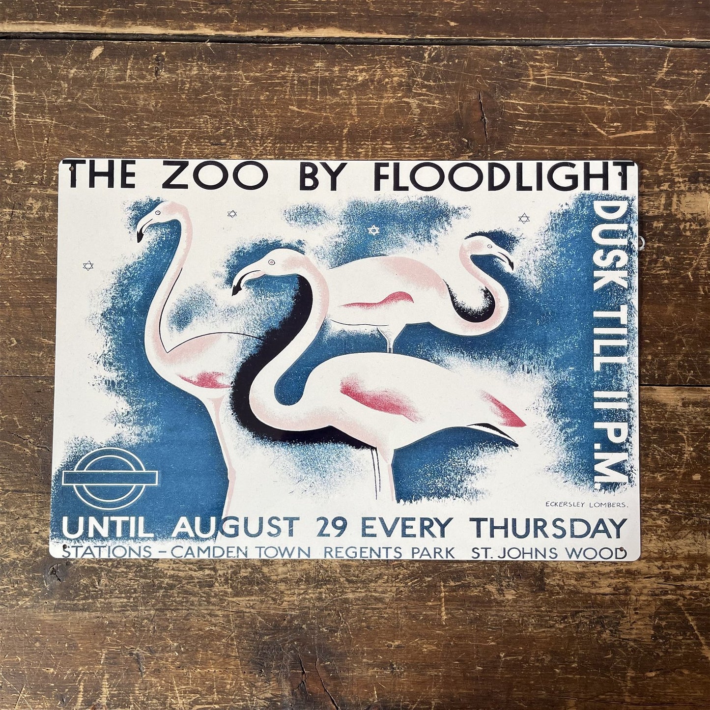 Vintage Metal Sign - London Underground, Visit The Zoo MS61