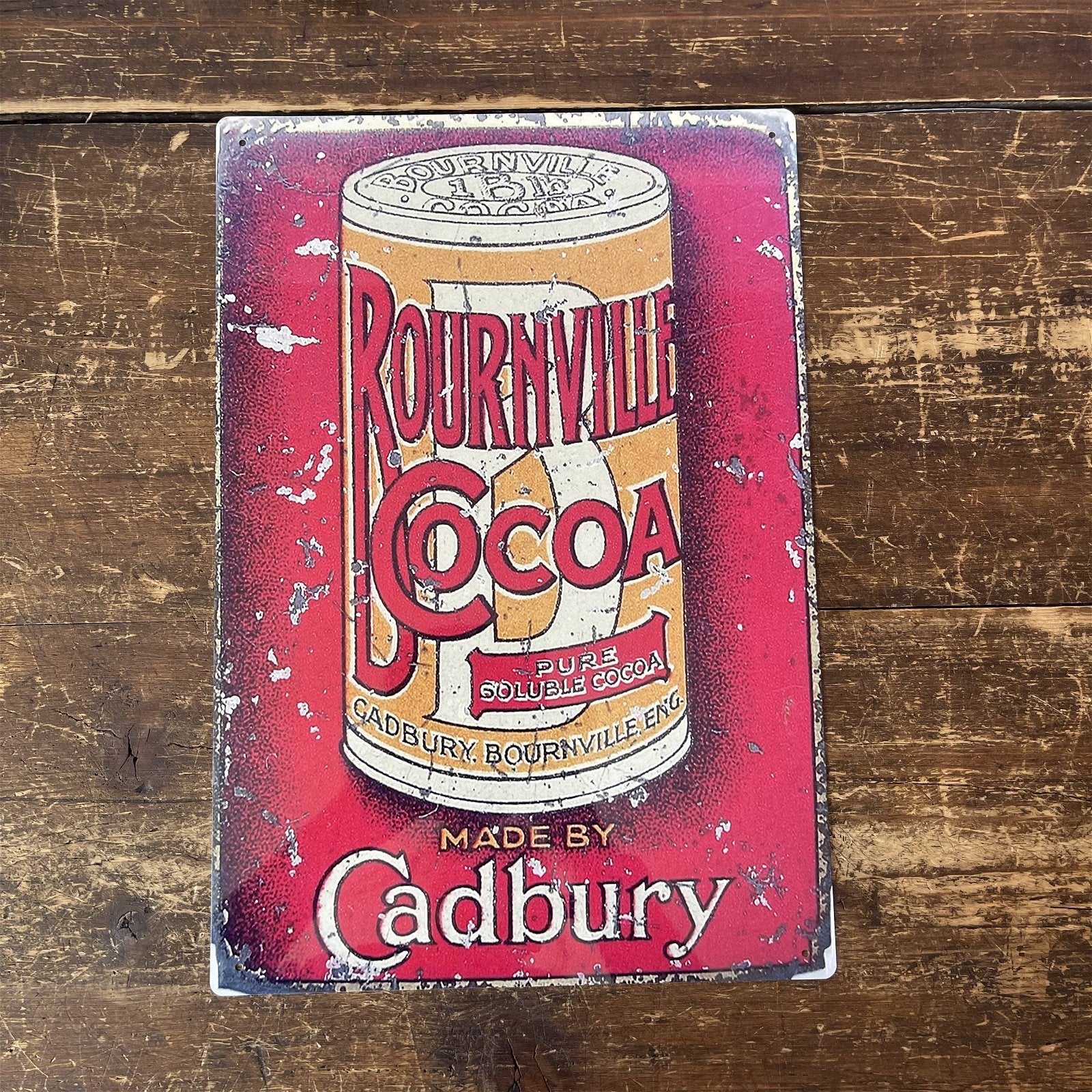 Vintage Metal Sign - Retro Advertising Cadbury Bournville Cocoa MS63