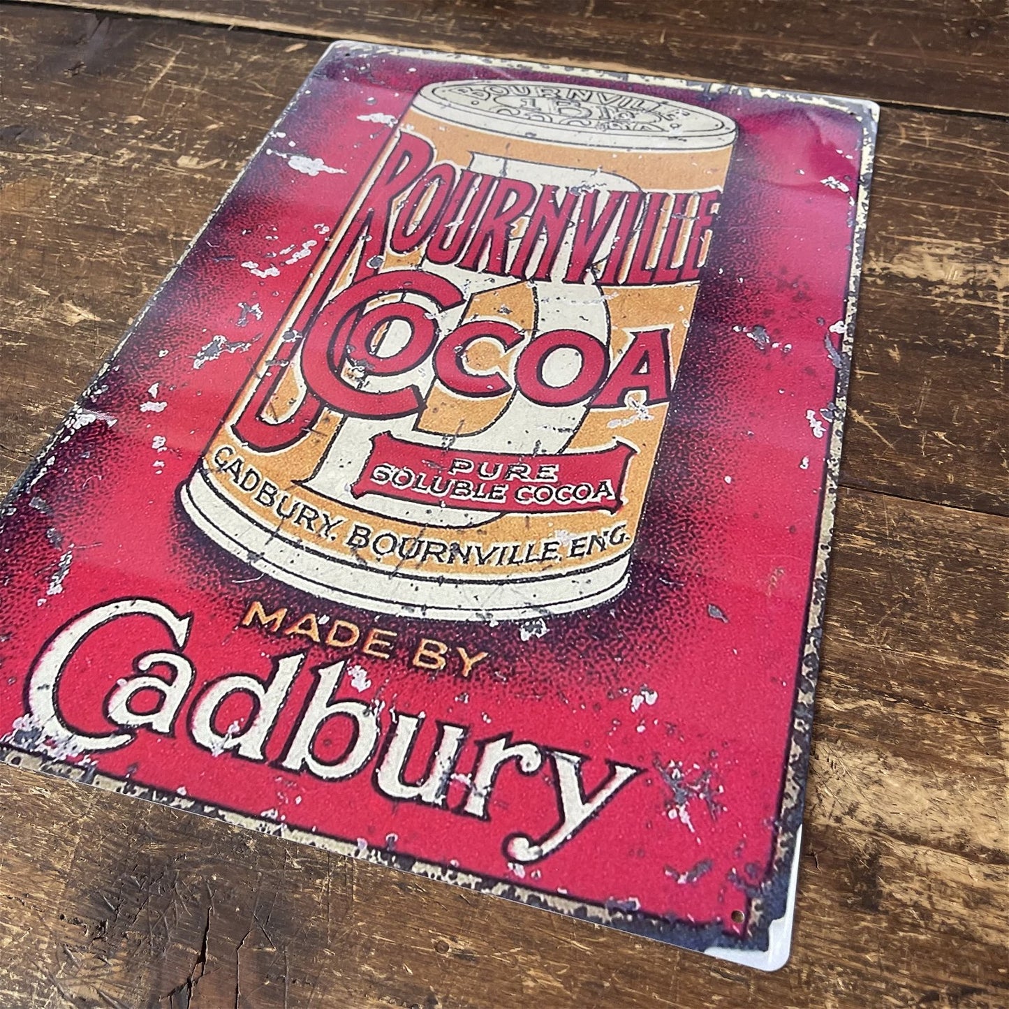 Vintage Metal Sign - Retro Advertising Cadbury Bournville Cocoa MS63