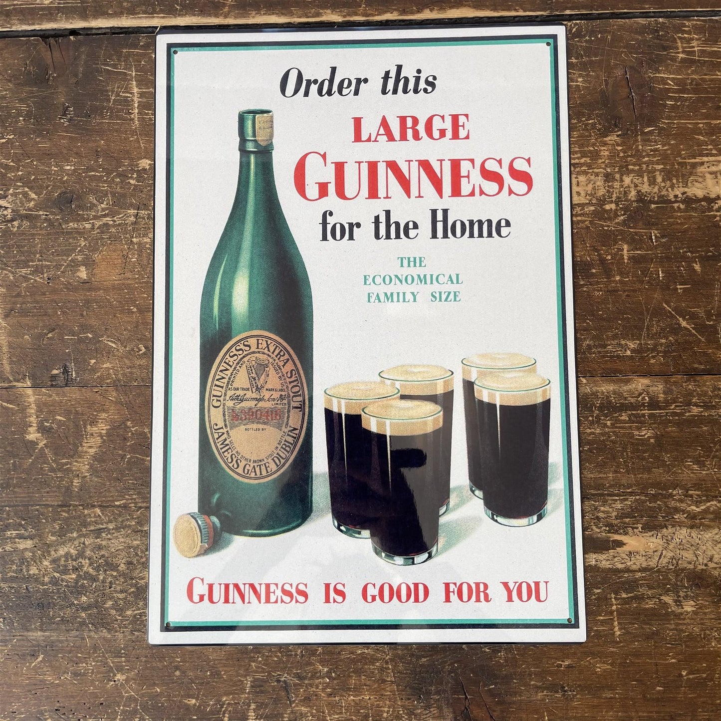 Vintage Metal Sign - Retro Advertising, Large Guinness For Home MS64