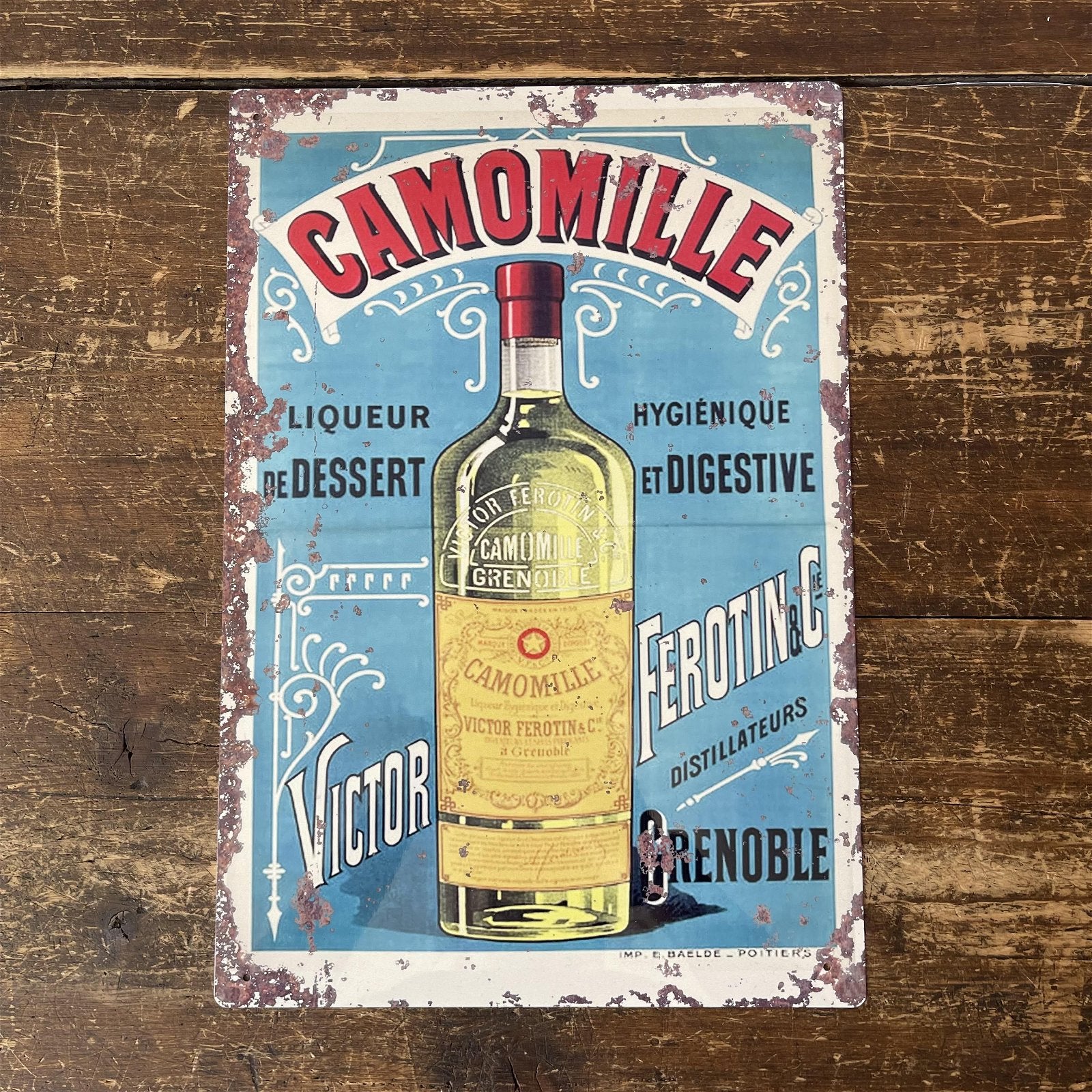 Vintage Metal Sign - Retro Advertising, Camomile Liqueur MS65