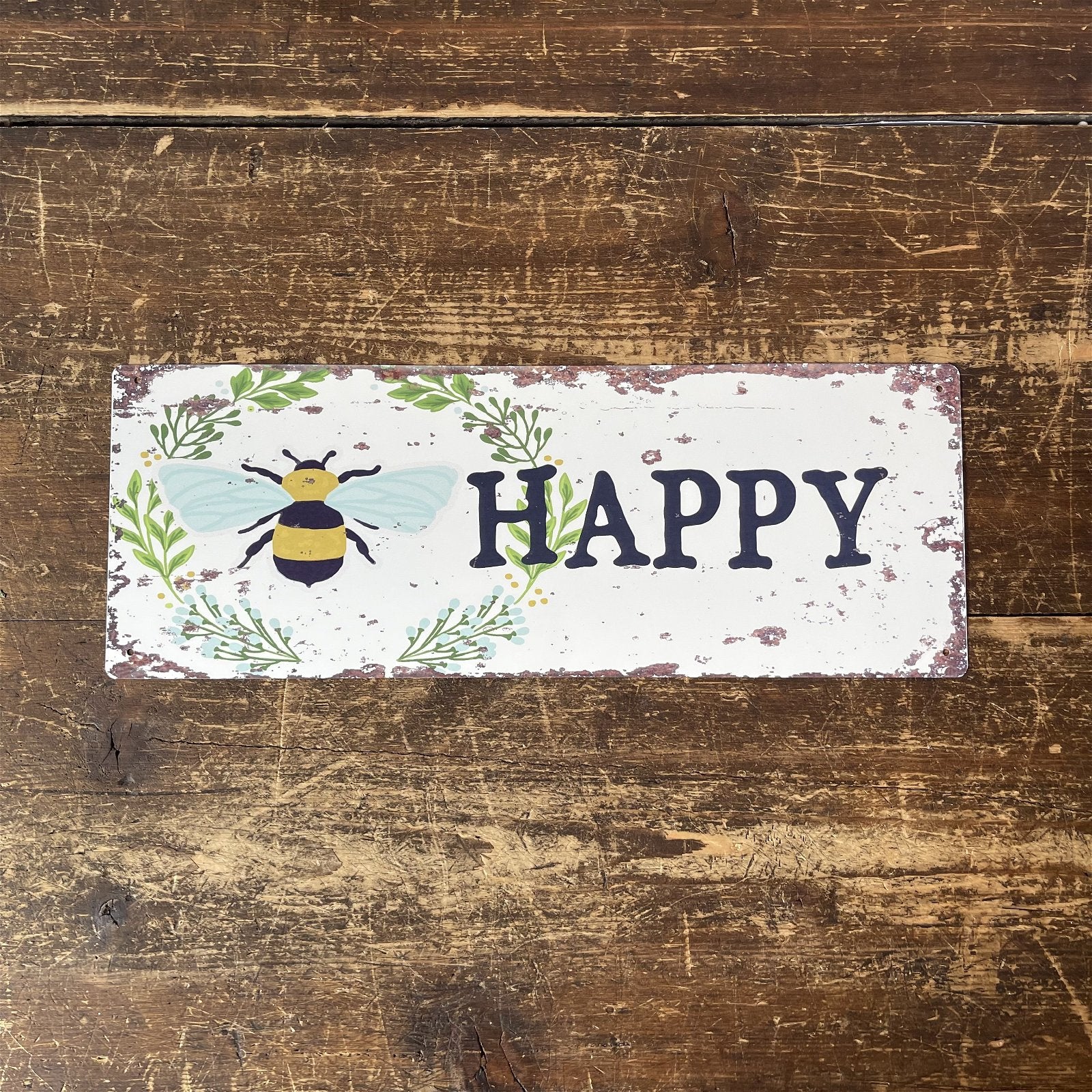 Vintage Metal Sign - Bee Happy Wall Sign MS72