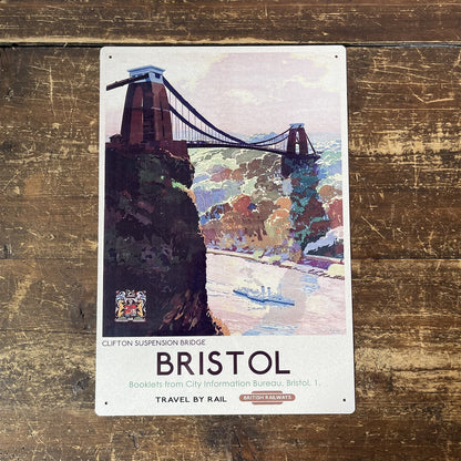 Vintage Metal Sign - British Railways Retro Advertising, Bristol Clifton Suspension Bridge MS80